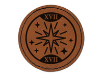 The Star Tarot Card Round Iron-On Engraved Faux Leather Patch Applique - 2.5"