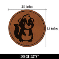 Adorable Cartoon Skunk Round Iron-On Engraved Faux Leather Patch Applique - 2.5"
