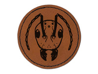 Ant Head Insect Round Iron-On Engraved Faux Leather Patch Applique - 2.5"