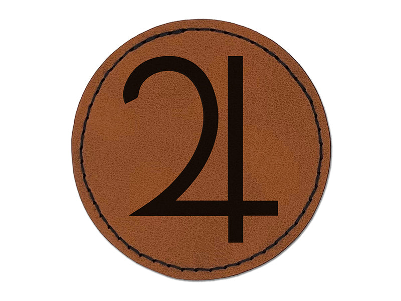 Astronomy Jupiter Astrology Planet Symbol Round Iron-On Engraved Faux Leather Patch Applique - 2.5"