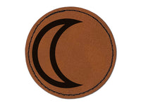 Astronomy Moon Astrology Planet Symbol Round Iron-On Engraved Faux Leather Patch Applique - 2.5"