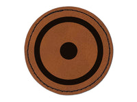 Astronomy Sun Astrology Planet Symbol Round Iron-On Engraved Faux Leather Patch Applique - 2.5"