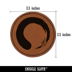 Enso Zen Buddhism Infinity Circle Round Iron-On Engraved Faux Leather Patch Applique - 2.5"