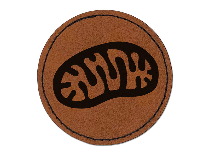 Mitochondria Cell Organelle Round Iron-On Engraved Faux Leather Patch Applique - 2.5"