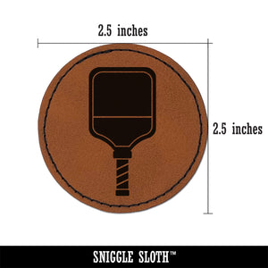 Pickleball Paddle Round Iron-On Engraved Faux Leather Patch Applique - 2.5"