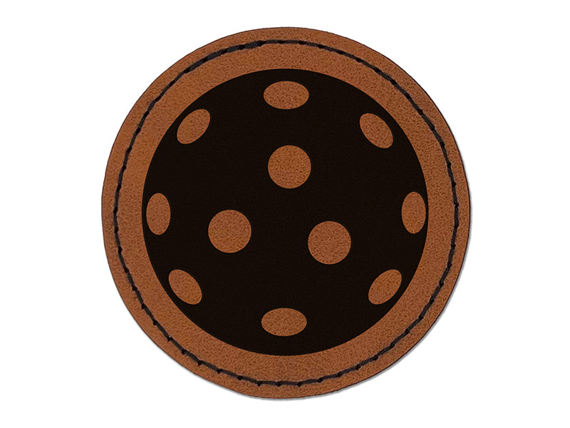Pickleball Ball Holes Round Iron-On Engraved Faux Leather Patch Applique - 2.5"