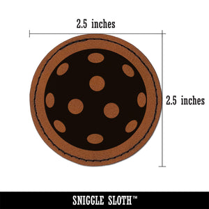 Pickleball Ball Holes Round Iron-On Engraved Faux Leather Patch Applique - 2.5"