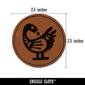 Sankofa African Adinkra Bird Symbol Reflection Round Iron-On Engraved Faux Leather Patch Applique - 2.5"