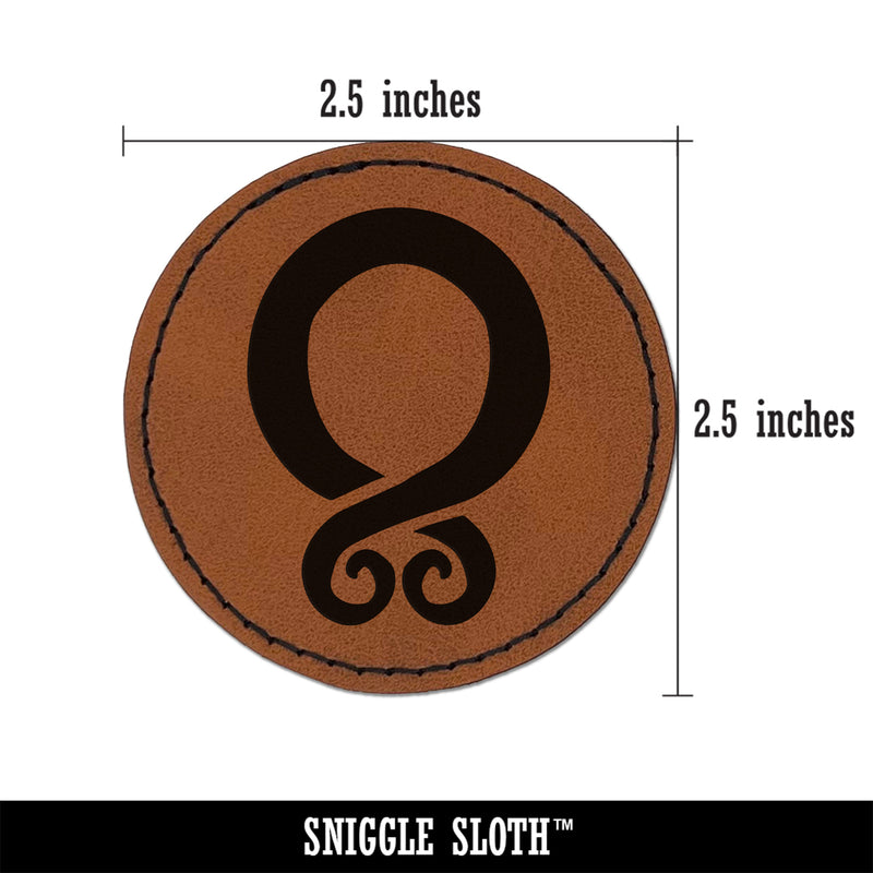 Trollkors Troll Cross Ward Round Iron-On Engraved Faux Leather Patch Applique - 2.5"