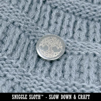 Hand Drawn Ginkgo Leaf Doodle 0.6" (15mm) Round Metal Shank Buttons for Sewing - Set of 10