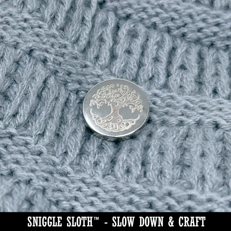 Hand Drawn Ginkgo Leaf Doodle 0.6" (15mm) Round Metal Shank Buttons for Sewing - Set of 10