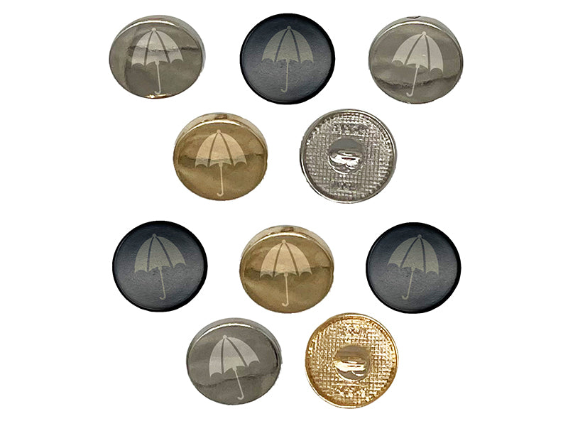 Rainy Day Umbrella 0.6" (15mm) Round Metal Shank Buttons for Sewing - Set of 10