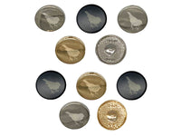Sparrow Bird Solid 0.6" (15mm) Round Metal Shank Buttons for Sewing - Set of 10