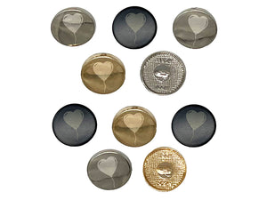 Heart Balloon Valentine's Day 0.6" (15mm) Round Metal Shank Buttons for Sewing - Set of 10