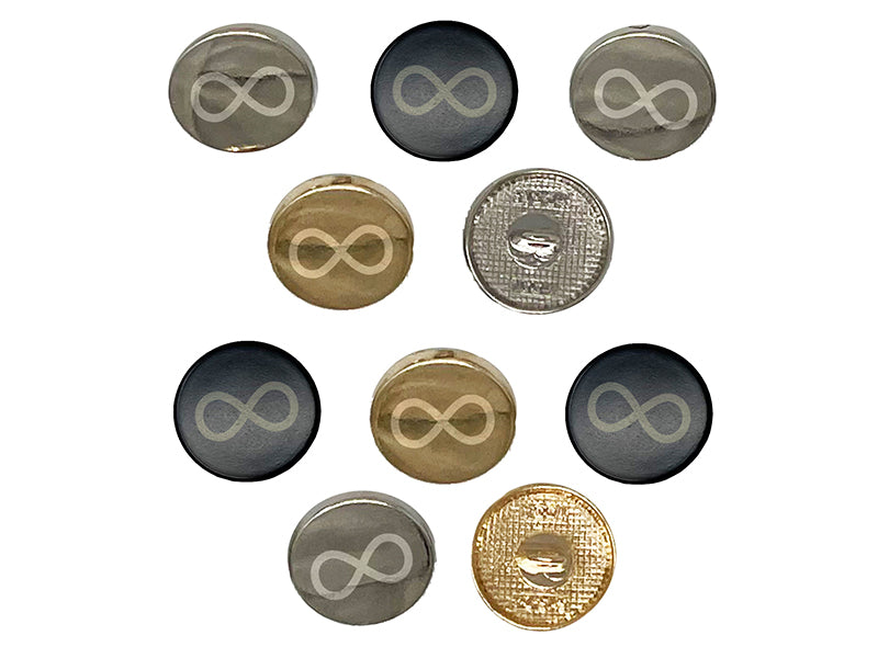 Infinity Symbol Solid 0.6" (15mm) Round Metal Shank Buttons for Sewing - Set of 10