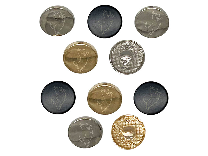 Scottish Terrier Dog Begging 0.6" (15mm) Round Metal Shank Buttons for Sewing - Set of 10