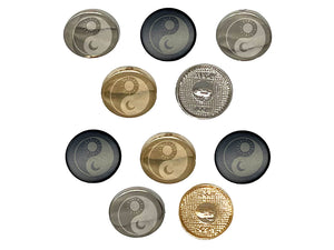 Sun Moon Yin Yang Night Day 0.6" (15mm) Round Metal Shank Buttons for Sewing - Set of 10