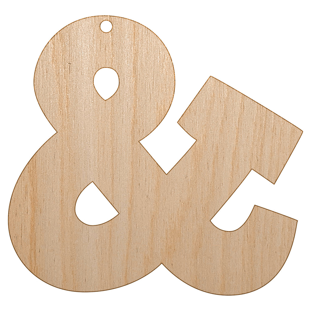 Ampersand Symbol And Unfinished Craft Wood Holiday Christmas Tree DIY Pre-Drilled Ornament