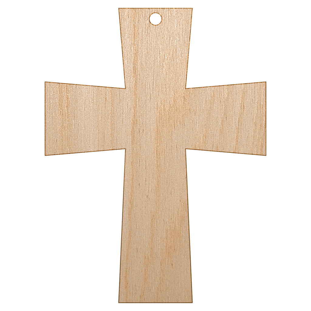 Cross Angled Christian Church Religion Unfinished Craft Wood Holiday Christmas Tree DIY Pre-Drilled Ornament