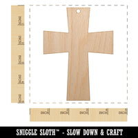 Cross Angled Christian Church Religion Unfinished Craft Wood Holiday Christmas Tree DIY Pre-Drilled Ornament