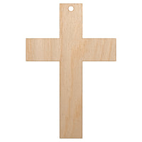 Cross Christian Church Religion Unfinished Craft Wood Holiday Christmas Tree DIY Pre-Drilled Ornament