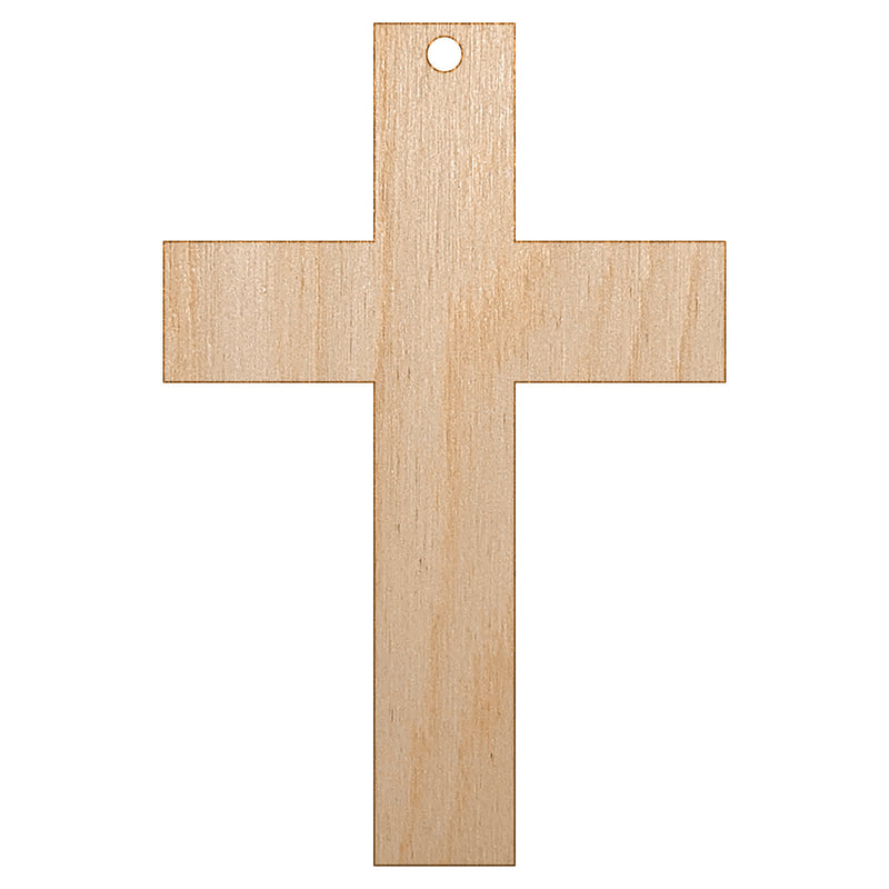 Cross Christian Church Religion Unfinished Craft Wood Holiday Christmas Tree DIY Pre-Drilled Ornament