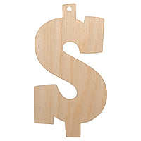 Dollar Sign Money Symbol Unfinished Craft Wood Holiday Christmas Tree DIY Pre-Drilled Ornament