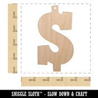 Dollar Sign Money Symbol Unfinished Craft Wood Holiday Christmas Tree DIY Pre-Drilled Ornament
