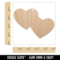 Double Heart Symbol Unfinished Craft Wood Holiday Christmas Tree DIY Pre-Drilled Ornament