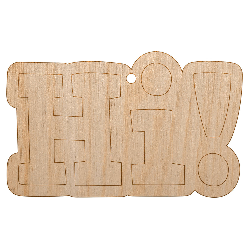 Hi Text Unfinished Craft Wood Holiday Christmas Tree DIY Pre-Drilled Ornament