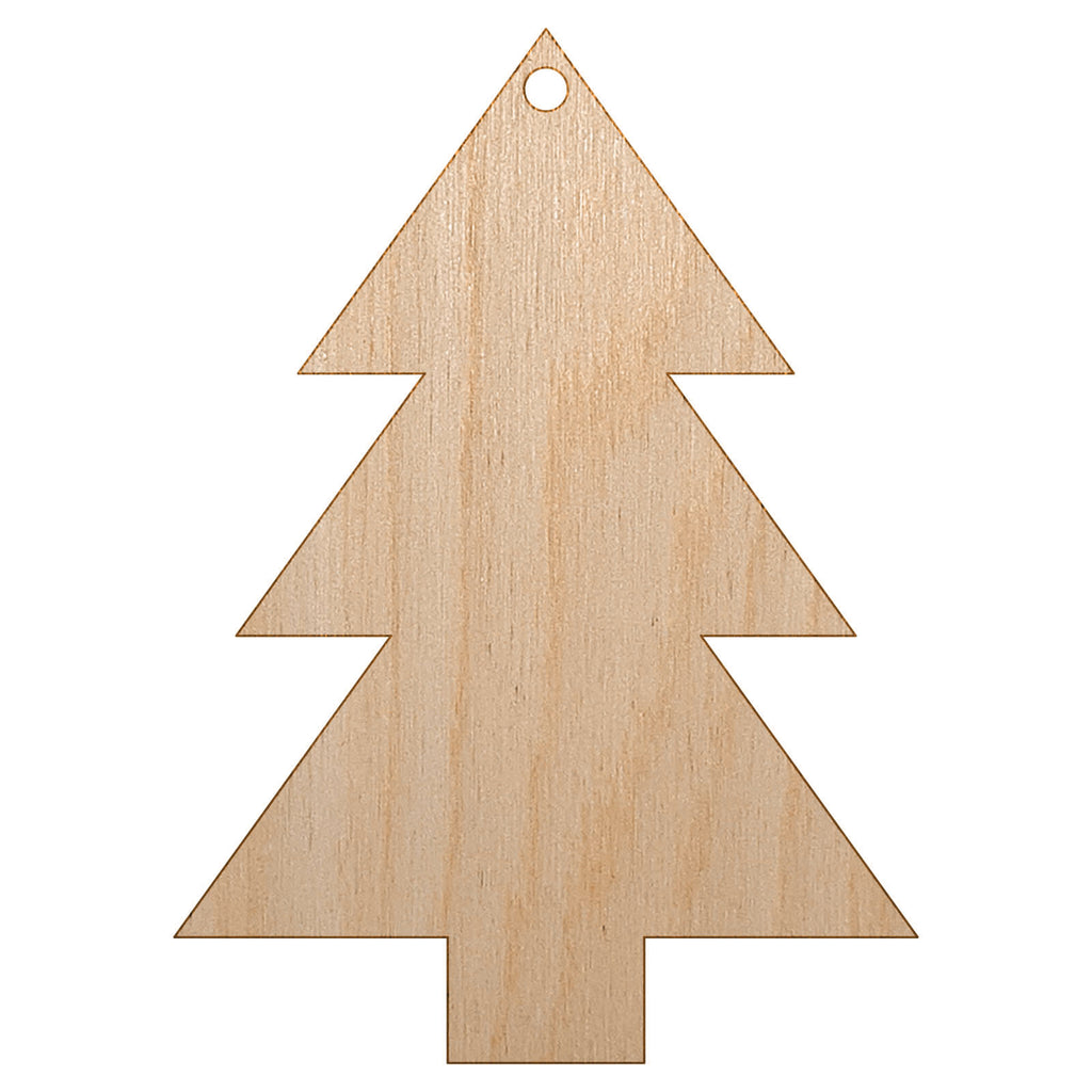 Pine Tree Unfinished Craft Wood Holiday Christmas Tree DIY Pre-Drilled Ornament