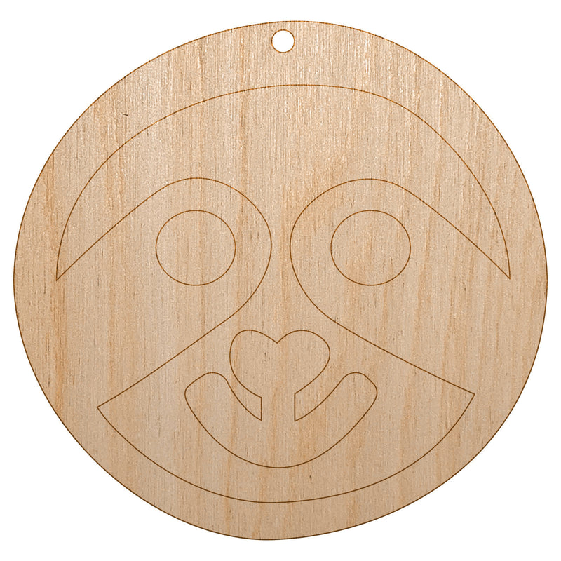 Sloth Face Unfinished Craft Wood Holiday Christmas Tree DIY Pre-Drilled Ornament