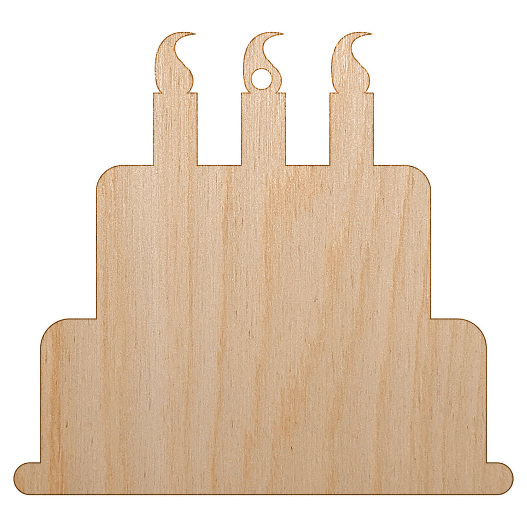 Birthday Cake Unfinished Craft Wood Holiday Christmas Tree DIY Pre-Drilled Ornament