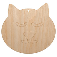 Cat Face Unfinished Craft Wood Holiday Christmas Tree DIY Pre-Drilled Ornament