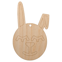 Cute Easter Bunny Face Unfinished Craft Wood Holiday Christmas Tree DIY Pre-Drilled Ornament