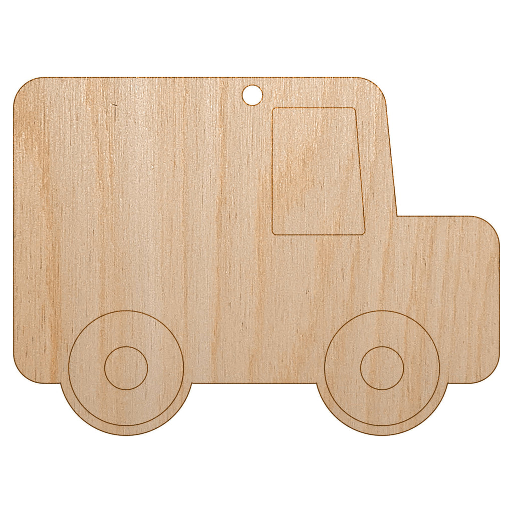 Delivery Moving Truck Unfinished Craft Wood Holiday Christmas Tree DIY Pre-Drilled Ornament