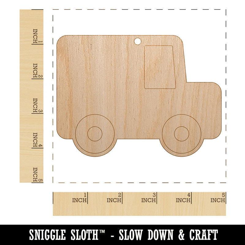 Delivery Moving Truck Unfinished Craft Wood Holiday Christmas Tree DIY Pre-Drilled Ornament