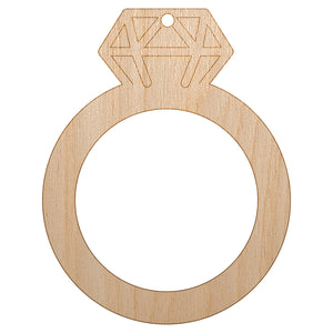 Diamond Ring Wedding Engagement Unfinished Craft Wood Holiday Christmas Tree DIY Pre-Drilled Ornament