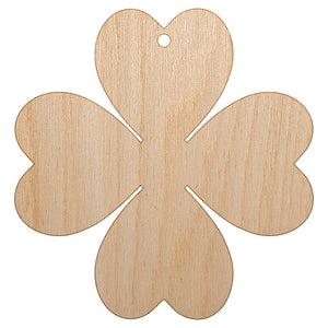 Four Leaf Clover Lucky Solid Unfinished Craft Wood Holiday Christmas Tree DIY Pre-Drilled Ornament