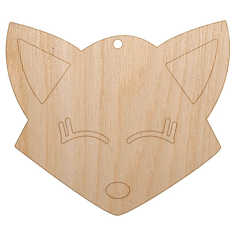 Fox Face Unfinished Craft Wood Holiday Christmas Tree DIY Pre-Drilled Ornament