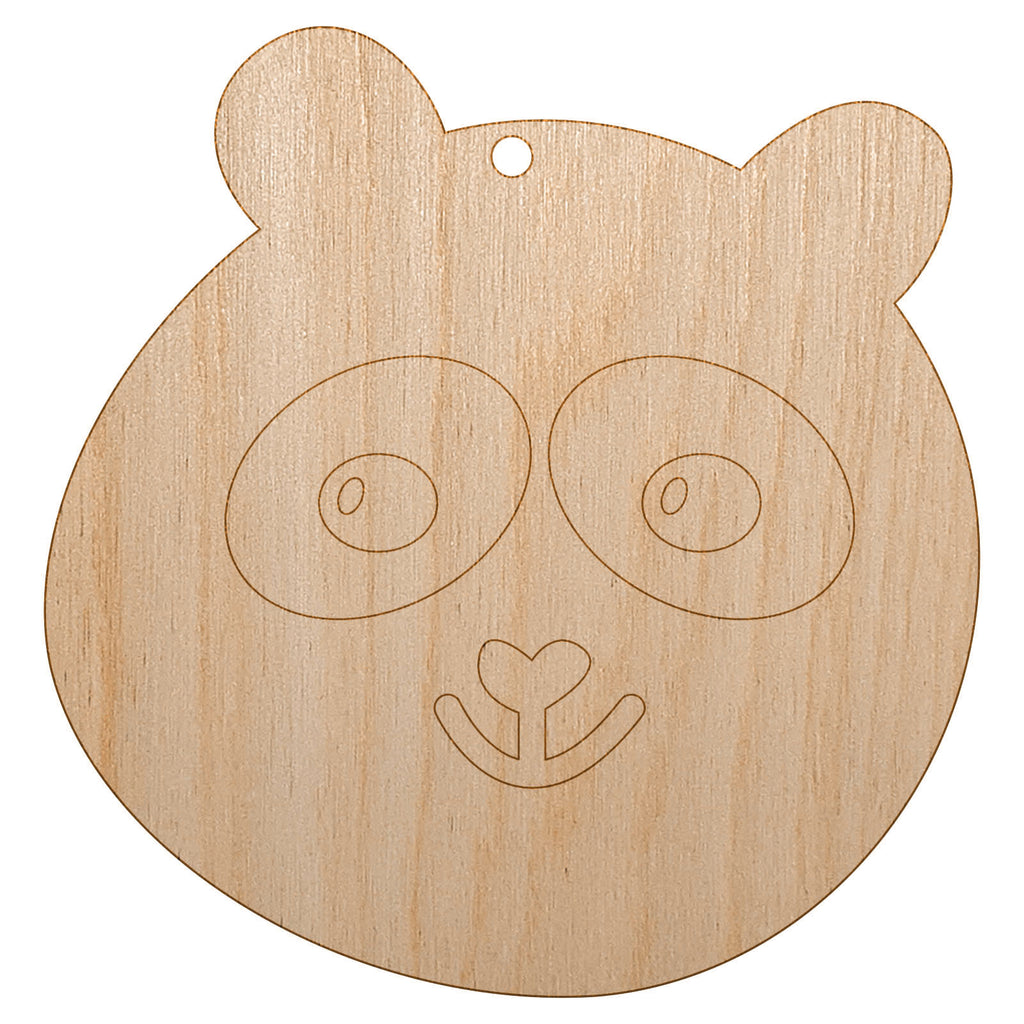 Happy Panda Face Unfinished Craft Wood Holiday Christmas Tree DIY Pre-Drilled Ornament