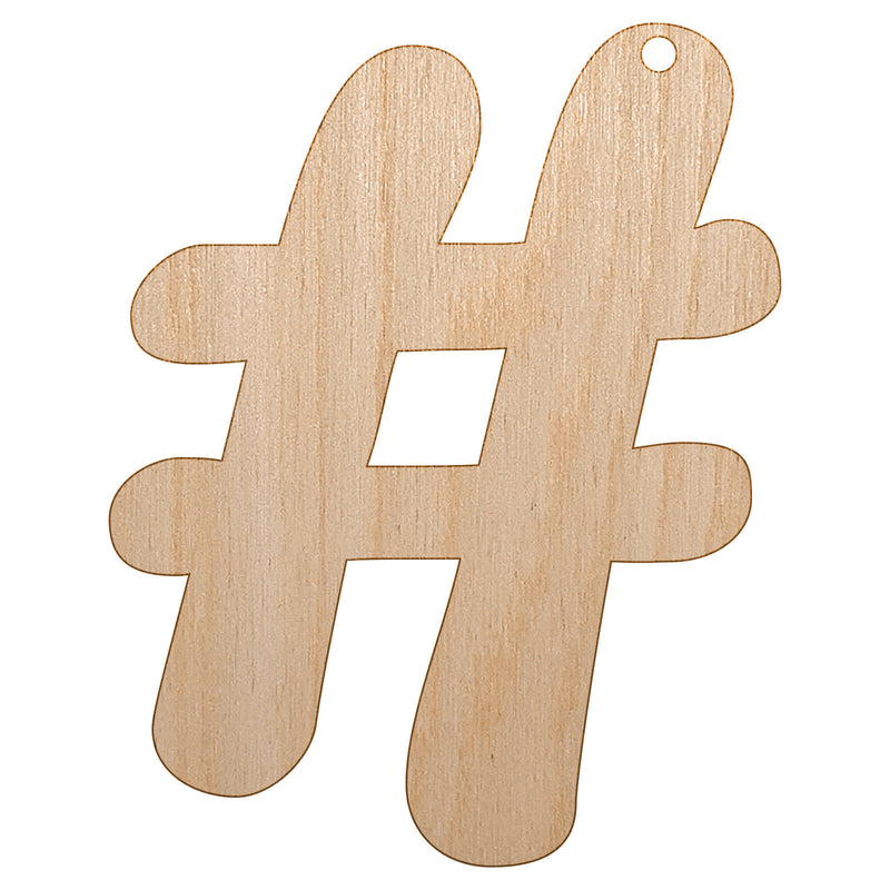 Hashtag Number Sign Unfinished Craft Wood Holiday Christmas Tree DIY Pre-Drilled Ornament