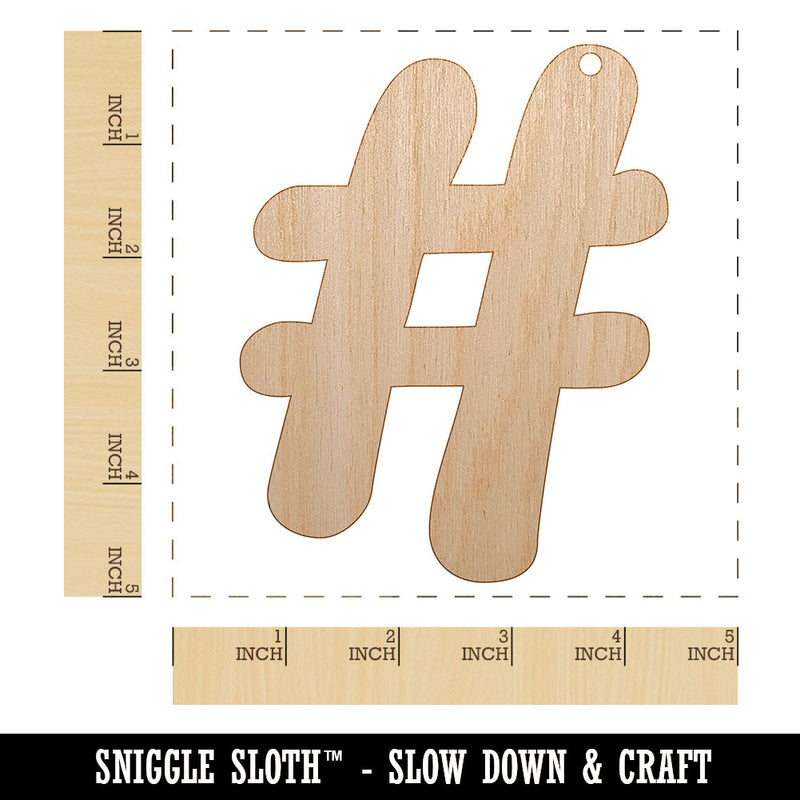 Hashtag Number Sign Unfinished Craft Wood Holiday Christmas Tree DIY Pre-Drilled Ornament