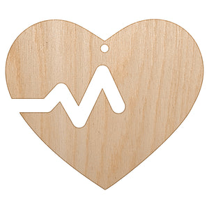 Heart Beat Unfinished Craft Wood Holiday Christmas Tree DIY Pre-Drilled Ornament