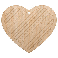 Heart with Stripes Unfinished Craft Wood Holiday Christmas Tree DIY Pre-Drilled Ornament