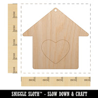 House with Heart Unfinished Craft Wood Holiday Christmas Tree DIY Pre-Drilled Ornament