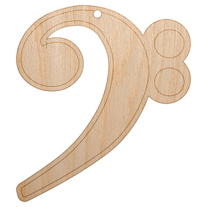 Bass Clef Music Unfinished Craft Wood Holiday Christmas Tree DIY Pre-Drilled Ornament