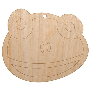 Cute Frog Face Unfinished Craft Wood Holiday Christmas Tree DIY Pre-Drilled Ornament