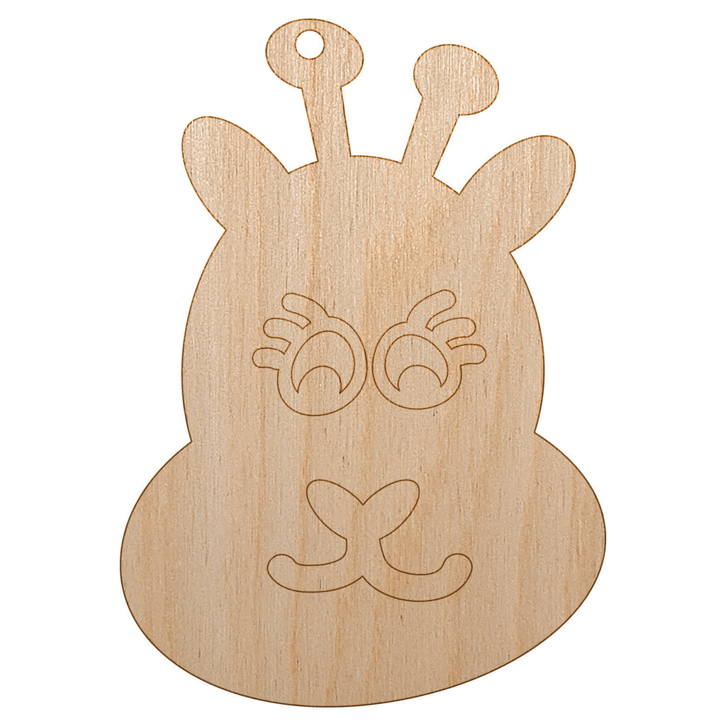 Cute Giraffe Face Unfinished Craft Wood Holiday Christmas Tree DIY Pre-Drilled Ornament