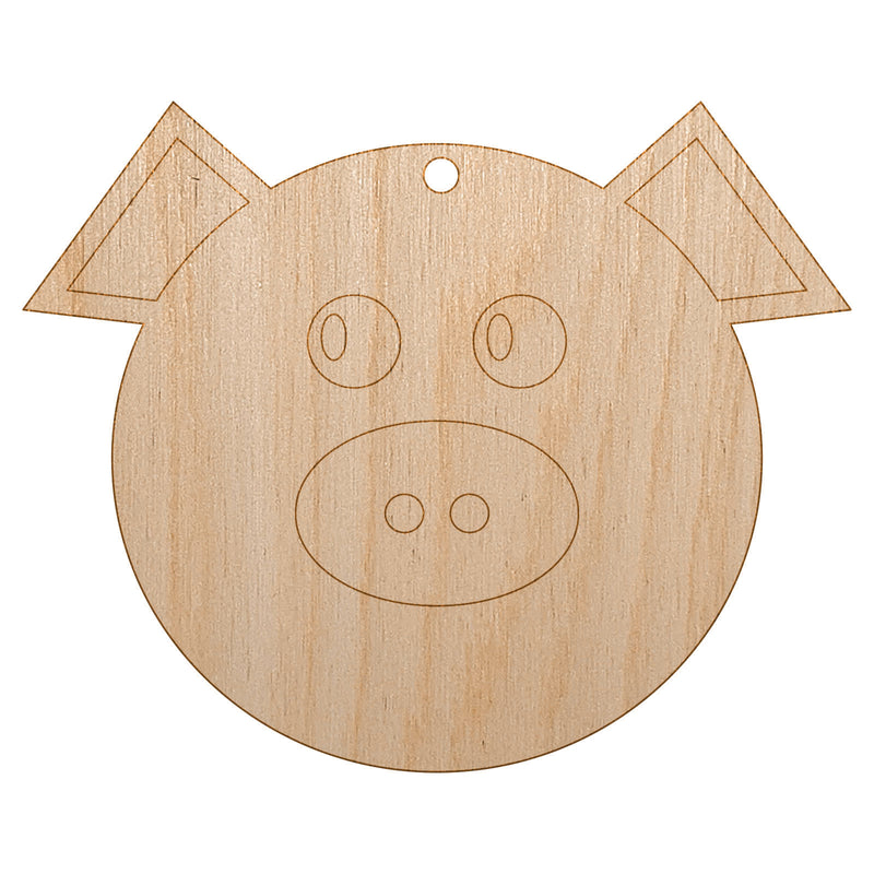 Cute Pig Face Unfinished Craft Wood Holiday Christmas Tree DIY Pre-Drilled Ornament